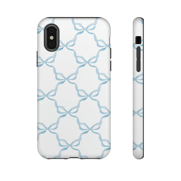iPhone Tough Case Preppy Watercolor Bow Pattern Blue