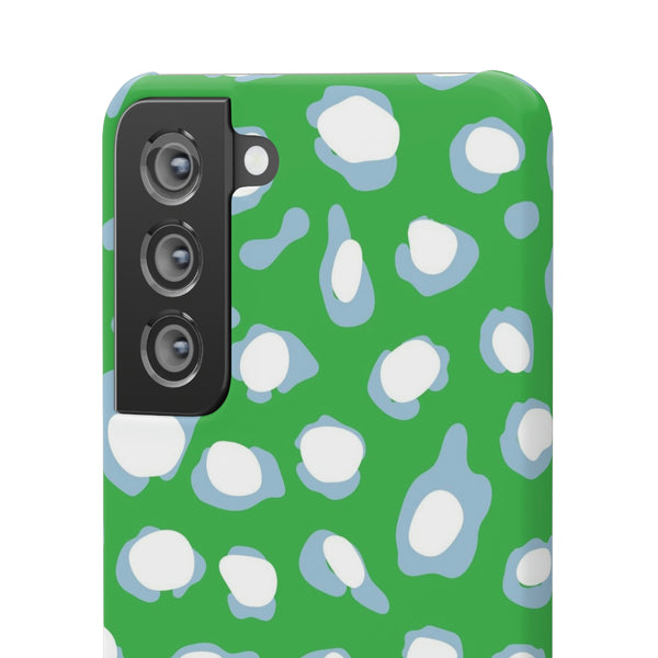 Preppy Leopard Kelly Green + Aqua Spots Protective Phone Case