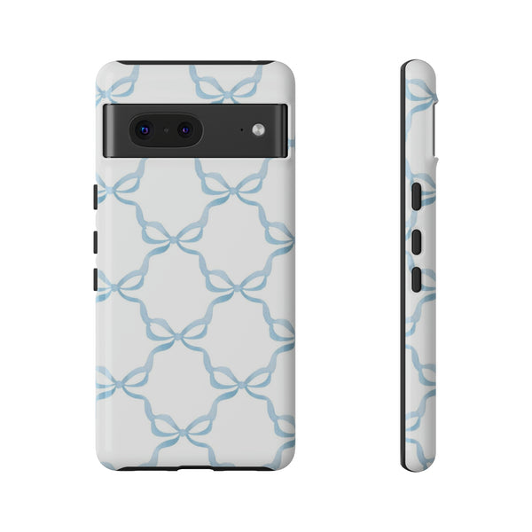 iPhone Tough Case Preppy Watercolor Bow Pattern Blue