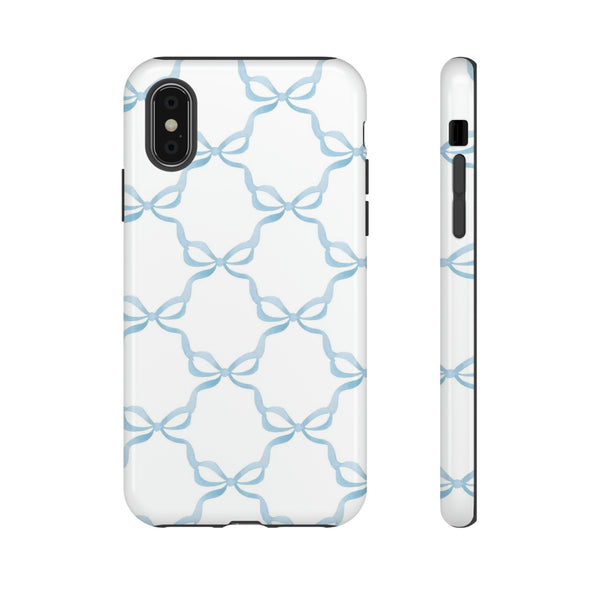 iPhone Tough Case Preppy Watercolor Bow Pattern Blue