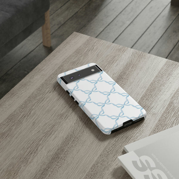 iPhone Tough Case Preppy Watercolor Bow Pattern Blue