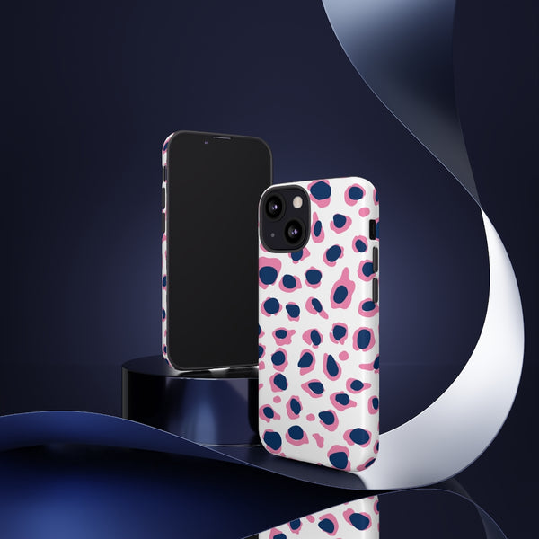 TOUGH Version Pretty Printing X Beautycounter Limited Edition Case Preppy Leopard Spots in Pink and Navy