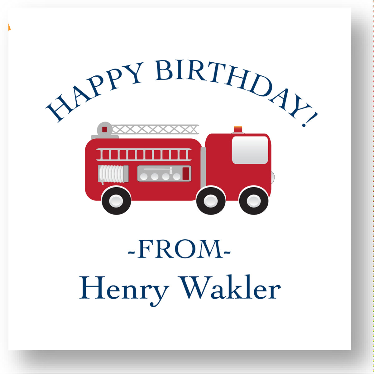 Gift Sticker Happy Birthday Firetruck