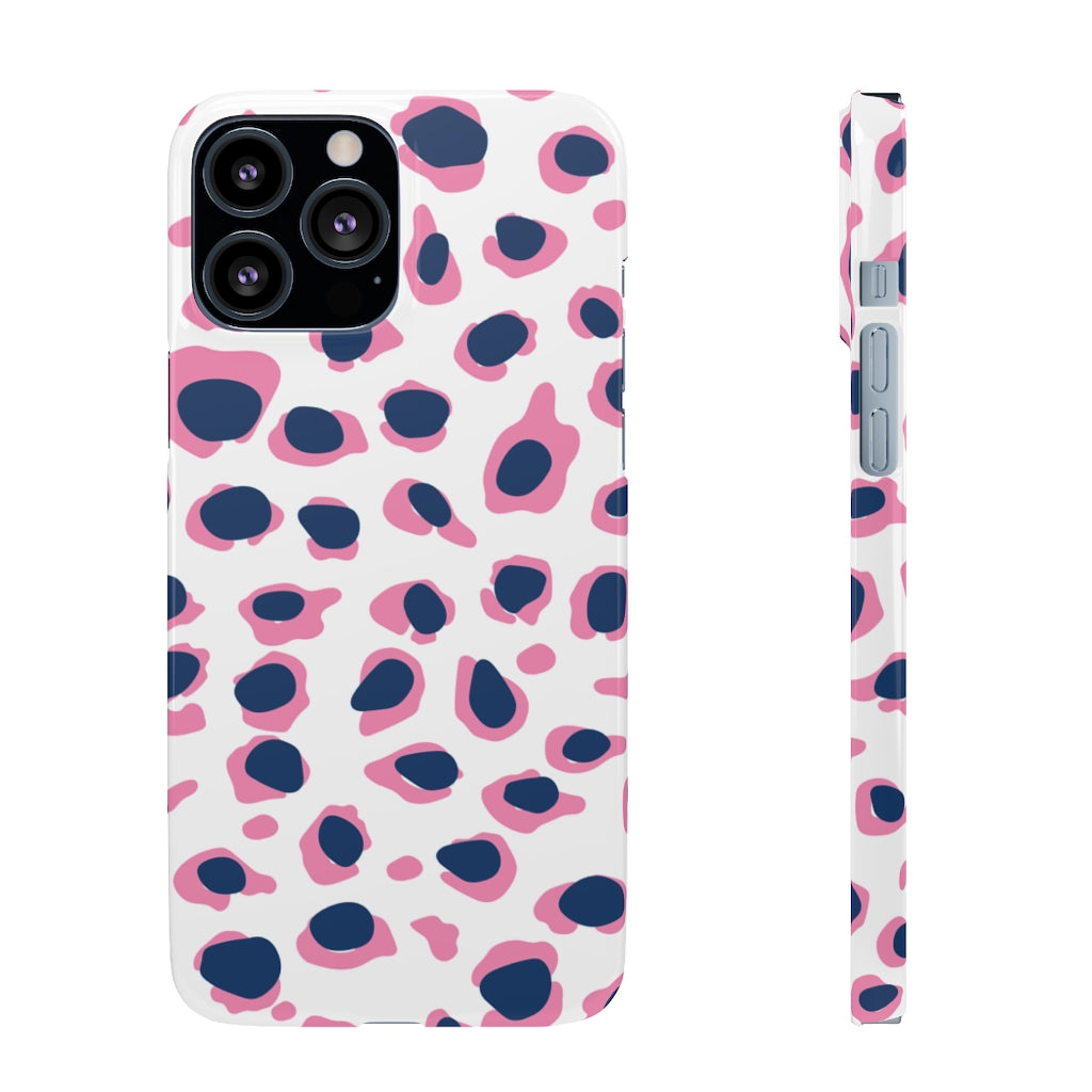 SLEEK Version Pretty Printing X Beautycounter Phone Case Preppy Leopard Navy + Pink Spots