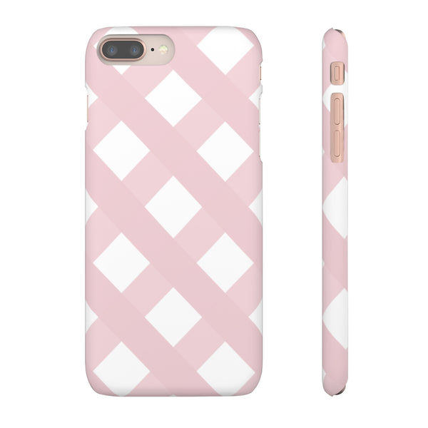 Gingham Blush + White Phone Case
