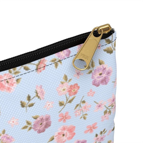 Loveshackfancy Inspired Ditsy Floral Blue Pattern -  Accessory Pouch Zip Closure Available in Two Sizes