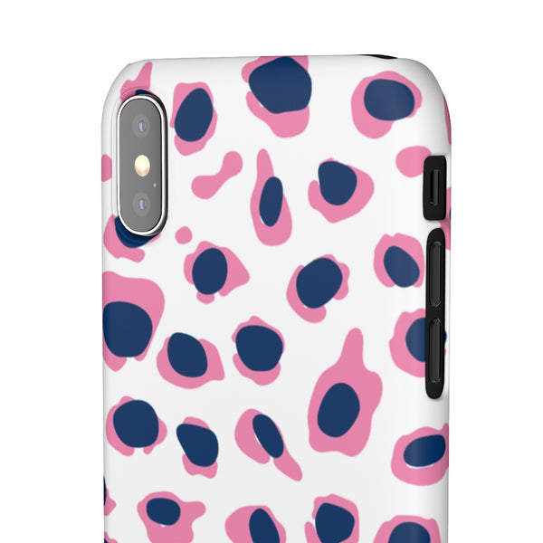 SLEEK Version Pretty Printing X Beautycounter Phone Case Preppy Leopard Navy + Pink Spots
