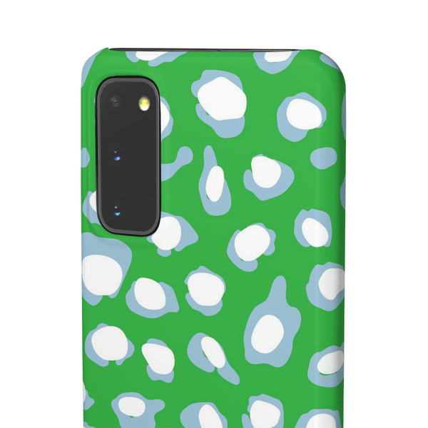 Preppy Leopard Kelly Green + Aqua Spots Protective Phone Case