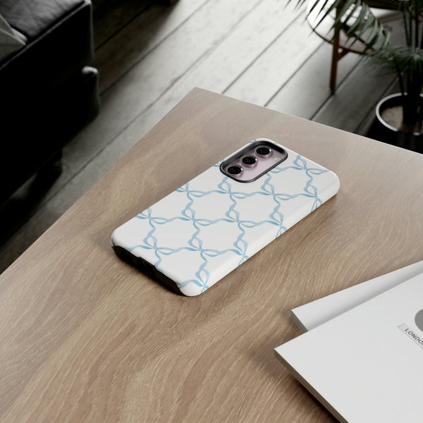 iPhone Tough Case Preppy Watercolor Bow Pattern Blue