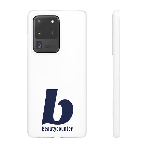 SLEEK Version Pretty Printing X Beautycounter Phone Case White with Navy Logo