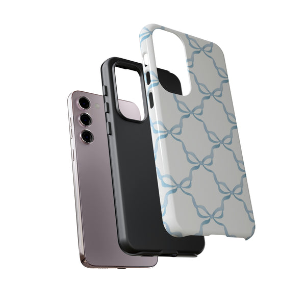 iPhone Tough Case Preppy Watercolor Bow Pattern Blue