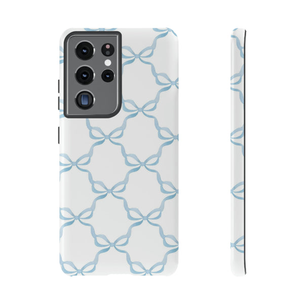 iPhone Tough Case Preppy Watercolor Bow Pattern Blue