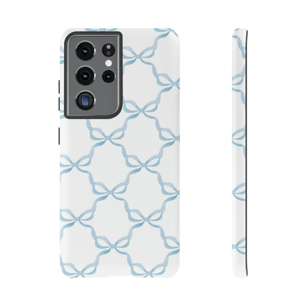 iPhone Tough Case Preppy Watercolor Bow Pattern Blue