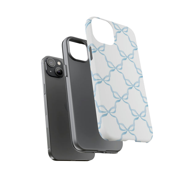 iPhone Tough Case Preppy Watercolor Bow Pattern Blue