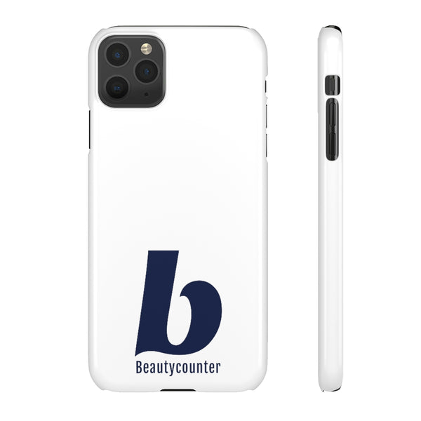 SLEEK Version Pretty Printing X Beautycounter Phone Case White with Navy Logo