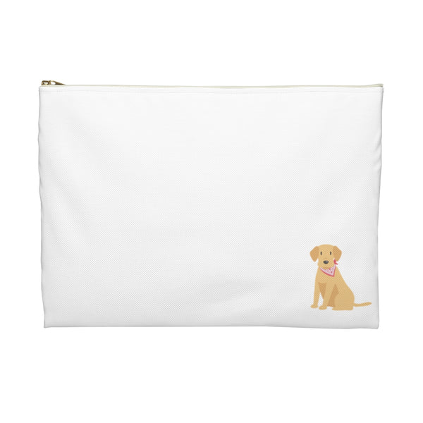 Yellow Lab, Labrador Retriever Pattern in Navy Zip Pouch, Catchall, Makeup Case, Zip accessory clutch Bag