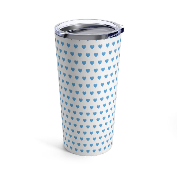 Preppy Watercolor Hearts in Blue Tumbler Drink stays cool 20oz