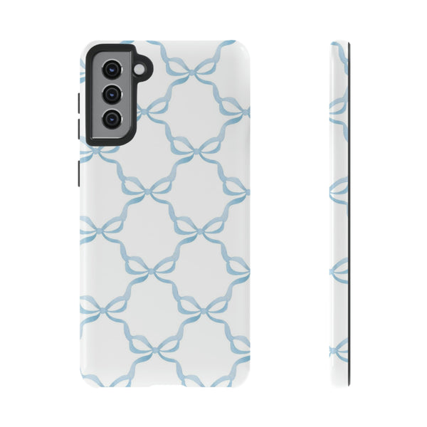 iPhone Tough Case Preppy Watercolor Bow Pattern Blue