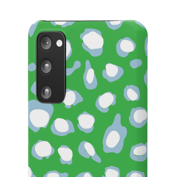 Preppy Leopard Kelly Green + Aqua Spots Protective Phone Case