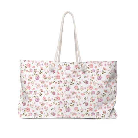 Tote for Pool, Beach, Boat with Rope Handles - Ditsy Floral Loveshackfancy Inspired Shabby Chic White