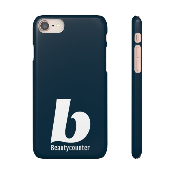 SLEEK Version Pretty Printing X Beautycounter Phone Case Navy with White Logo