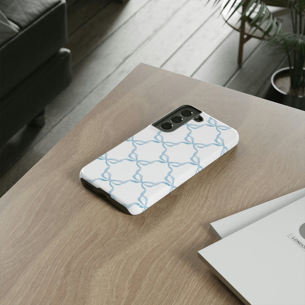 iPhone Tough Case Preppy Watercolor Bow Pattern Blue