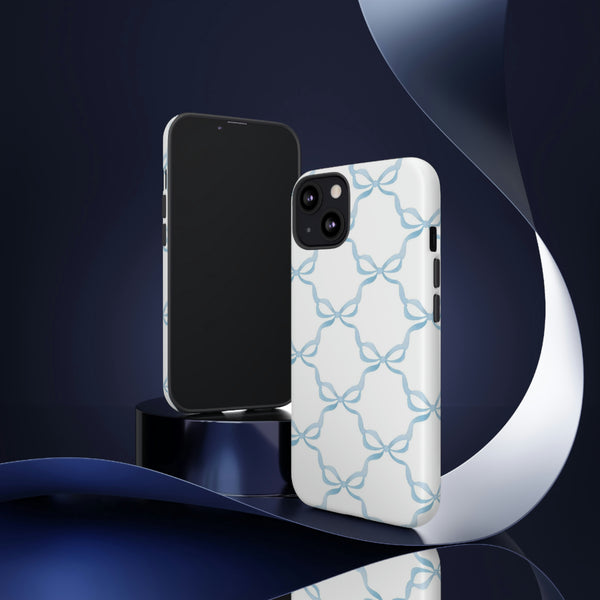 iPhone Tough Case Preppy Watercolor Bow Pattern Blue