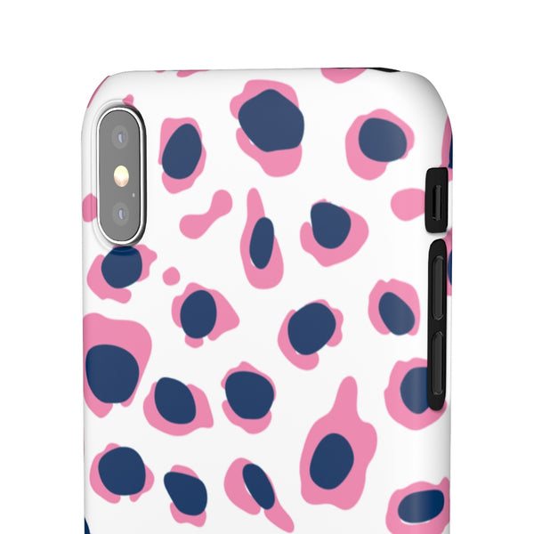 SLEEK Version Pretty Printing X Beautycounter Phone Case Preppy Leopard Navy + Pink Spots