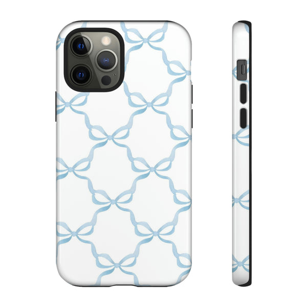 iPhone Tough Case Preppy Watercolor Bow Pattern Blue