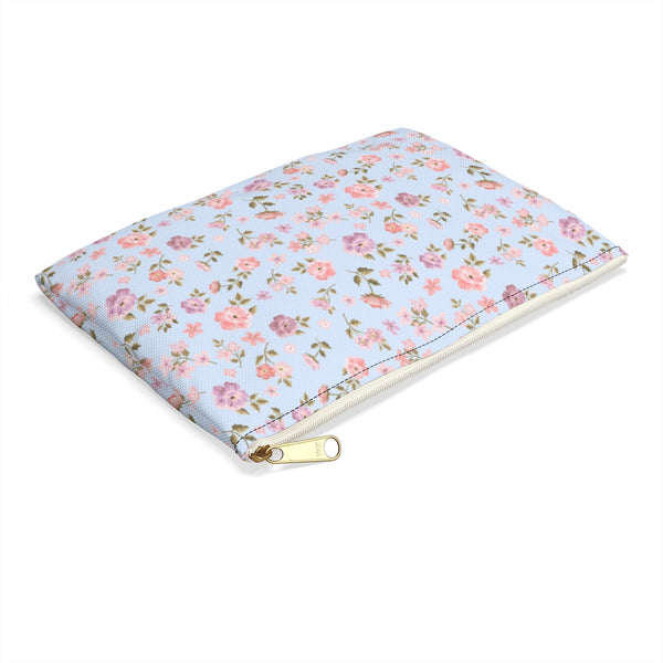 Loveshackfancy Inspired Ditsy Floral Blue Pattern -  Accessory Pouch Zip Closure Available in Two Sizes