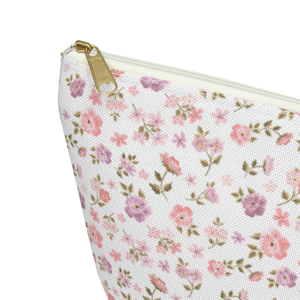 Preppy Floral Shabby Chic - Accessory Zip Pouch Available in Two Sizes