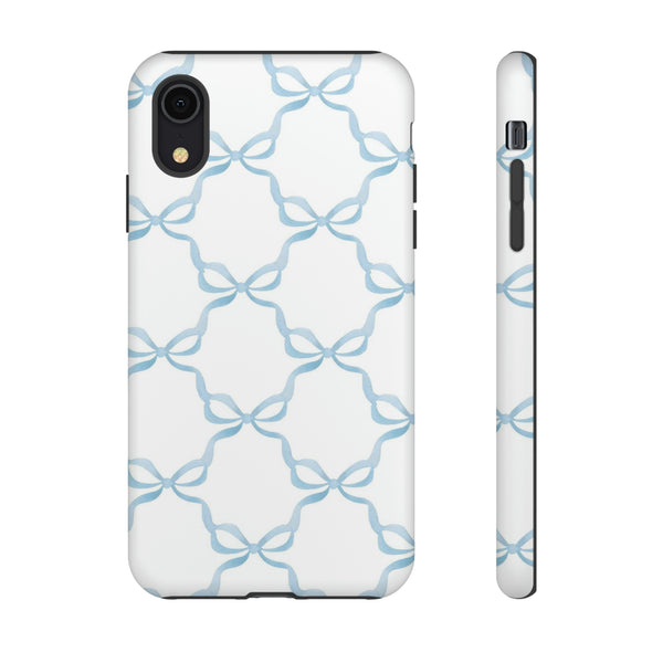 iPhone Tough Case Preppy Watercolor Bow Pattern Blue