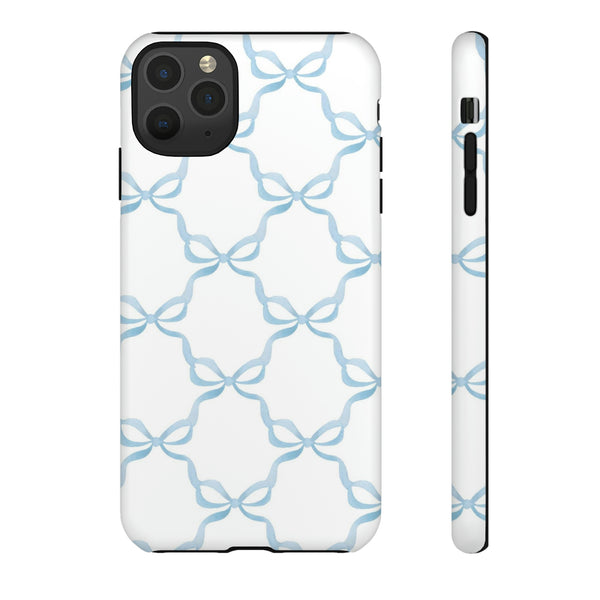 iPhone Tough Case Preppy Watercolor Bow Pattern Blue