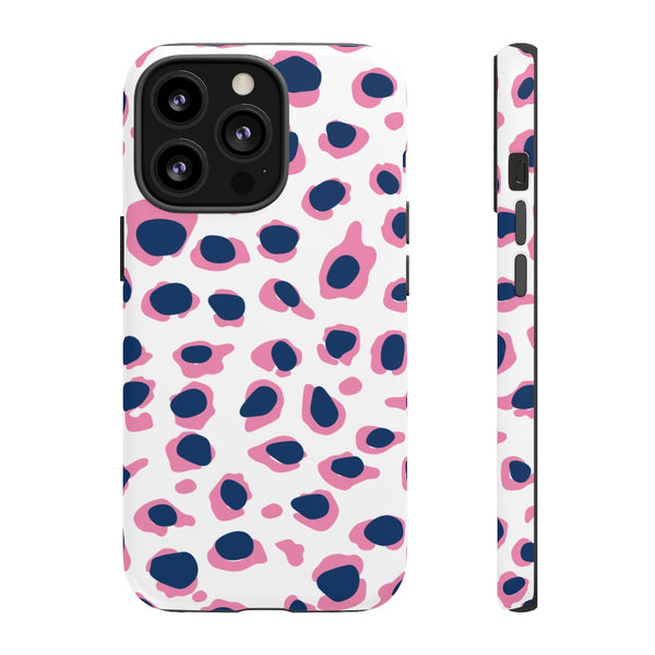 TOUGH Version Pretty Printing X Beautycounter Limited Edition Case Preppy Leopard Spots in Pink and Navy
