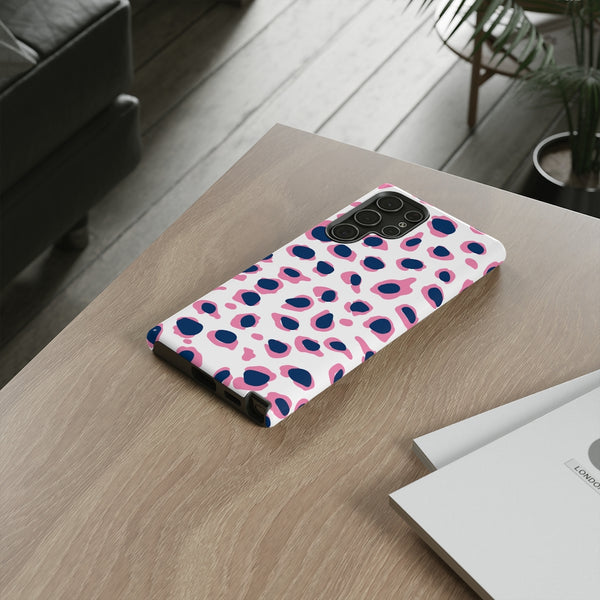 TOUGH Version Pretty Printing X Beautycounter Limited Edition Case Preppy Leopard Spots in Pink and Navy