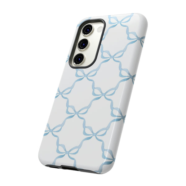 iPhone Tough Case Preppy Watercolor Bow Pattern Blue
