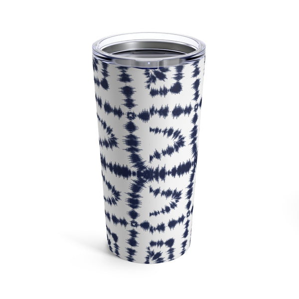 Shibori Tie Dye Navy + White Boho Chic Tumbler Drink stays cool 20oz Inspired