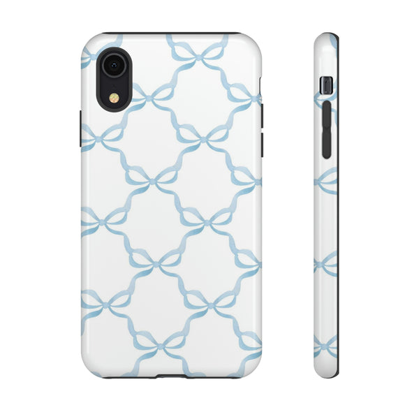 iPhone Tough Case Preppy Watercolor Bow Pattern Blue