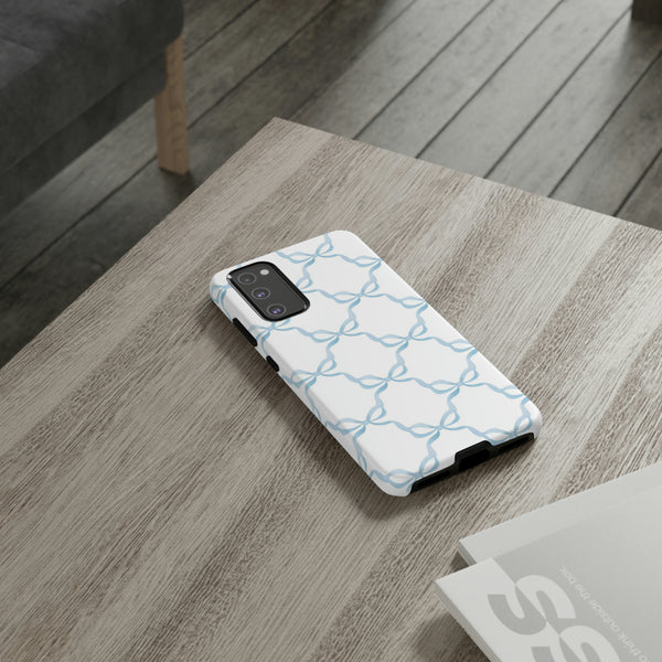 iPhone Tough Case Preppy Watercolor Bow Pattern Blue