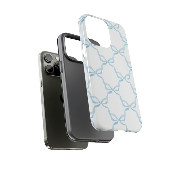 iPhone Tough Case Preppy Watercolor Bow Pattern Blue
