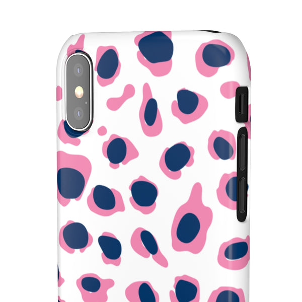 SLEEK Version Pretty Printing X Beautycounter Phone Case Preppy Leopard Navy + Pink Spots
