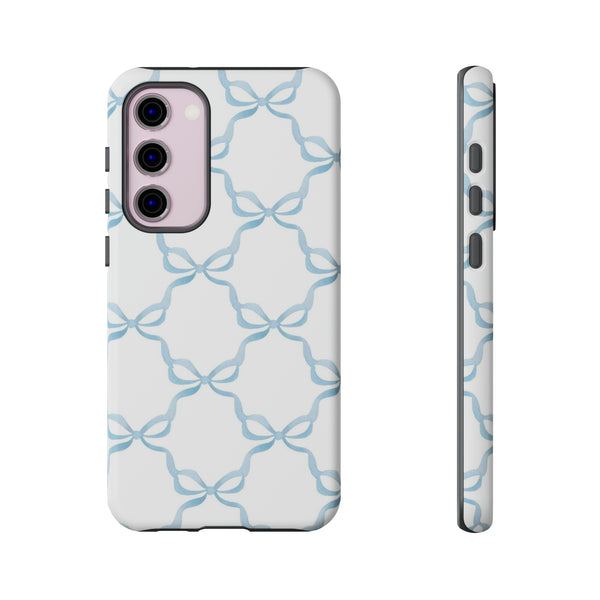 iPhone Tough Case Preppy Watercolor Bow Pattern Blue