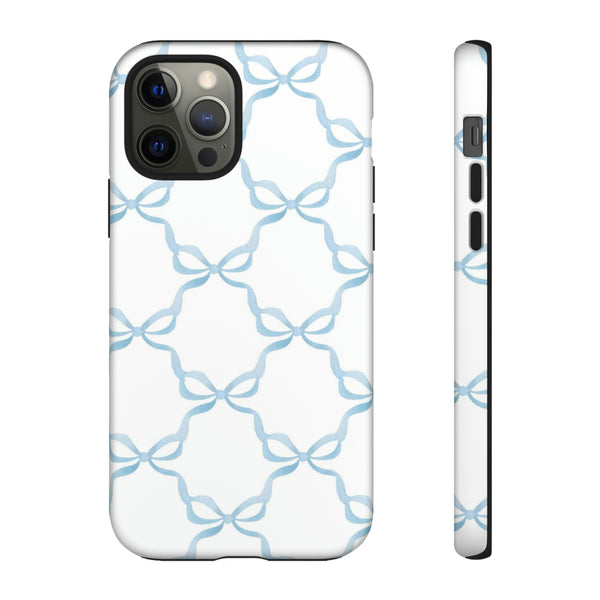 iPhone Tough Case Preppy Watercolor Bow Pattern Blue