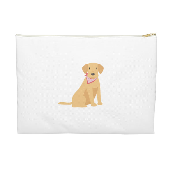 Yellow Lab, Labrador Retriever Pattern in Navy Zip Pouch, Catchall, Makeup Case, Zip accessory clutch Bag