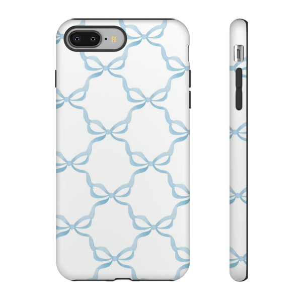 iPhone Tough Case Preppy Watercolor Bow Pattern Blue