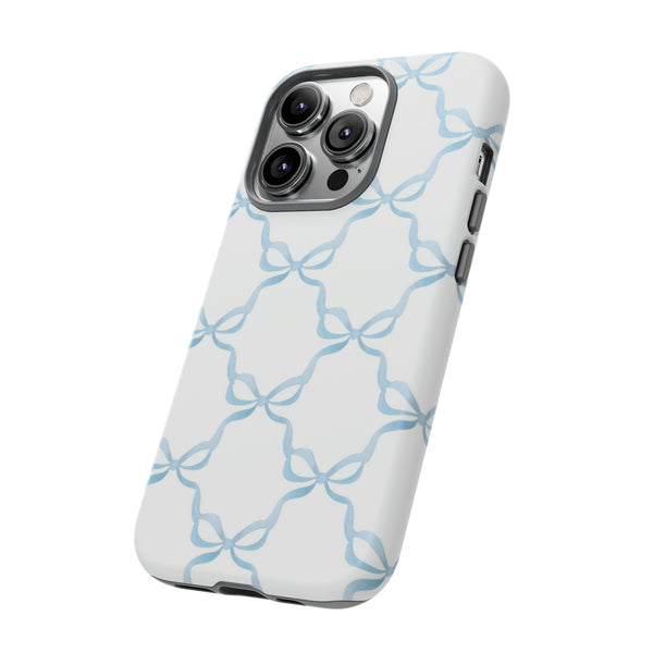 iPhone Tough Case Preppy Watercolor Bow Pattern Blue
