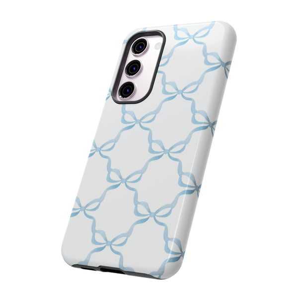 iPhone Tough Case Preppy Watercolor Bow Pattern Blue