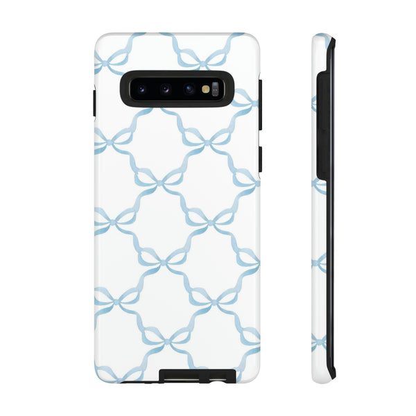 iPhone Tough Case Preppy Watercolor Bow Pattern Blue