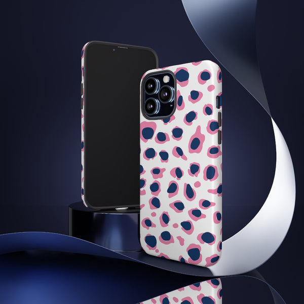 TOUGH Version Pretty Printing X Beautycounter Limited Edition Case Preppy Leopard Spots in Pink and Navy