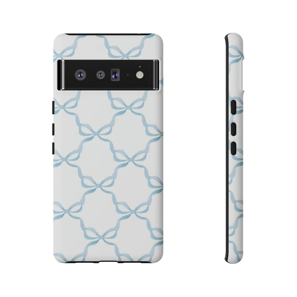 iPhone Tough Case Preppy Watercolor Bow Pattern Blue